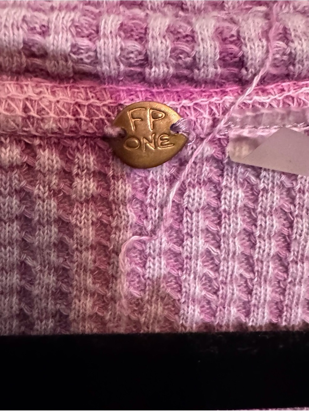Free People FP One Colt Thermal Top Small Purple Boho Beach Waffle Knit Distress - Picture 9 of 9